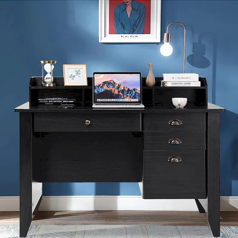 Wooden Computer Writing Desk Office Study Table with Drawers