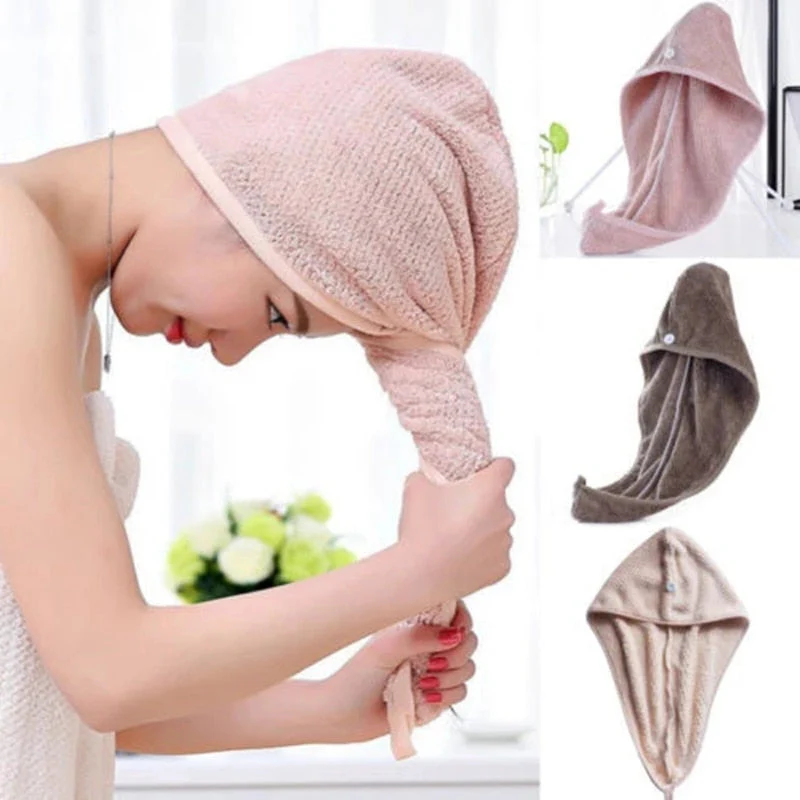 HULIANFU Quick Drying Microfiber Shower Cap Magic Hair Fast Drying Dryer Towel Bath Hat Dry Hair Cap Quick Drying Soft Turban Dry bonnet - Deanwangkt