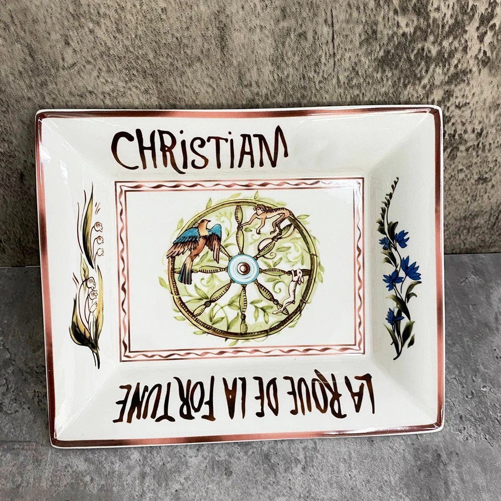 HULIANFU Retro Plate Bone China Dinner Set Nordic Kitchen Ceramic Dessert Charger Plates for Wedding Tableware Trays Decorative Mug Cup - Deanwangkt