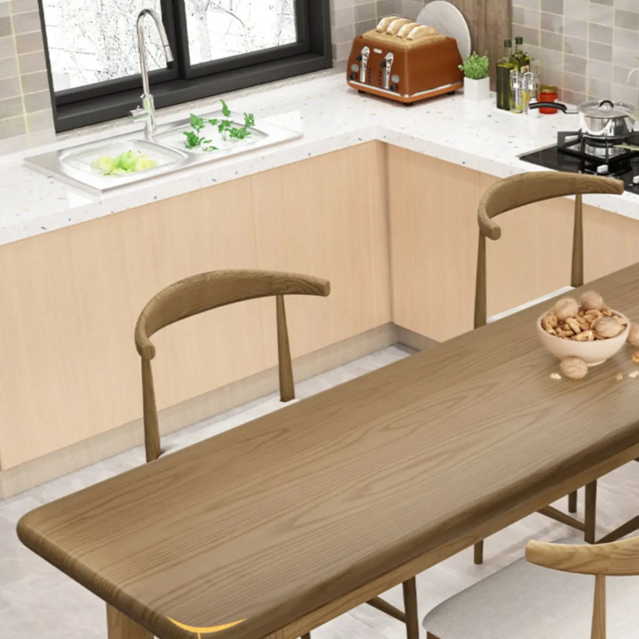 Simple Brown Wooden Footrest Bar Tables