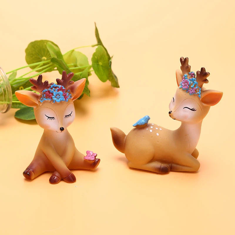 HULIANFU Sika Deer Baking Cake Topper Decoration Miniatures Fairy Garden Ornament Craft - Deanwangkt