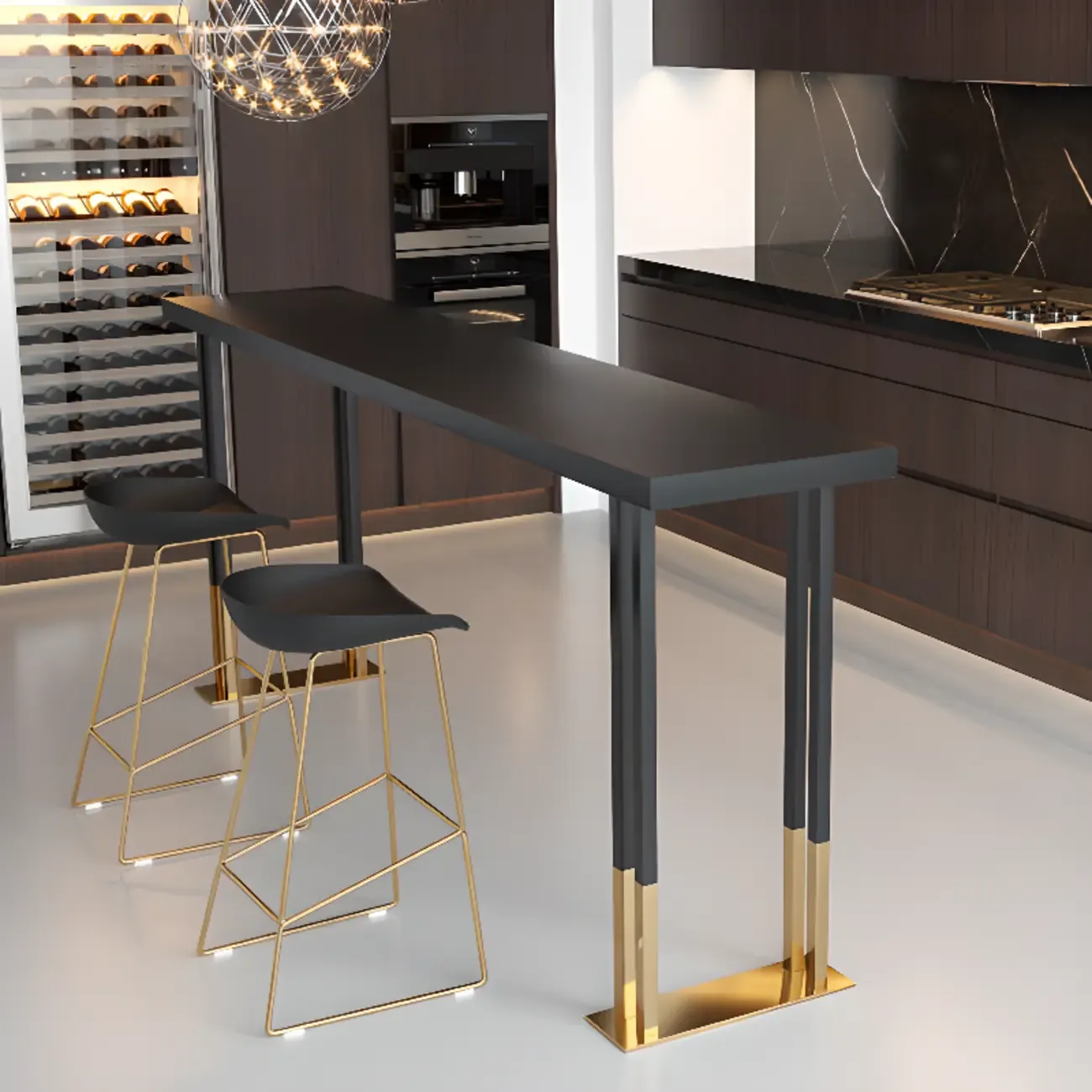Lavish Black Gold Wood Metal Sled Bar Tables