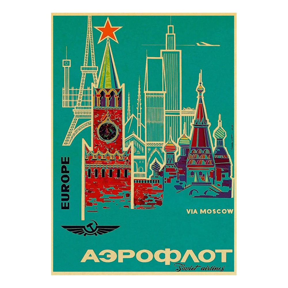 HULIANFU Soviet USSR CCCP Posters Celebrity Stalin Retro Kraft Paper Sticker Vintage Room Home Bar Cafe Decor Aesthetic Art Wall Painting - Deanwangkt
