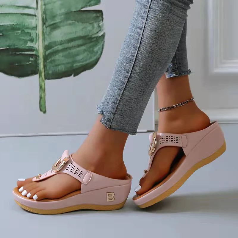 Women New Summer Sandals Open Toe Beach Shoes Flip Flops Wedges Comfortable Slippers Cute Sandals Chaussure Femme Plu Size 35~43 - Deanwangkt