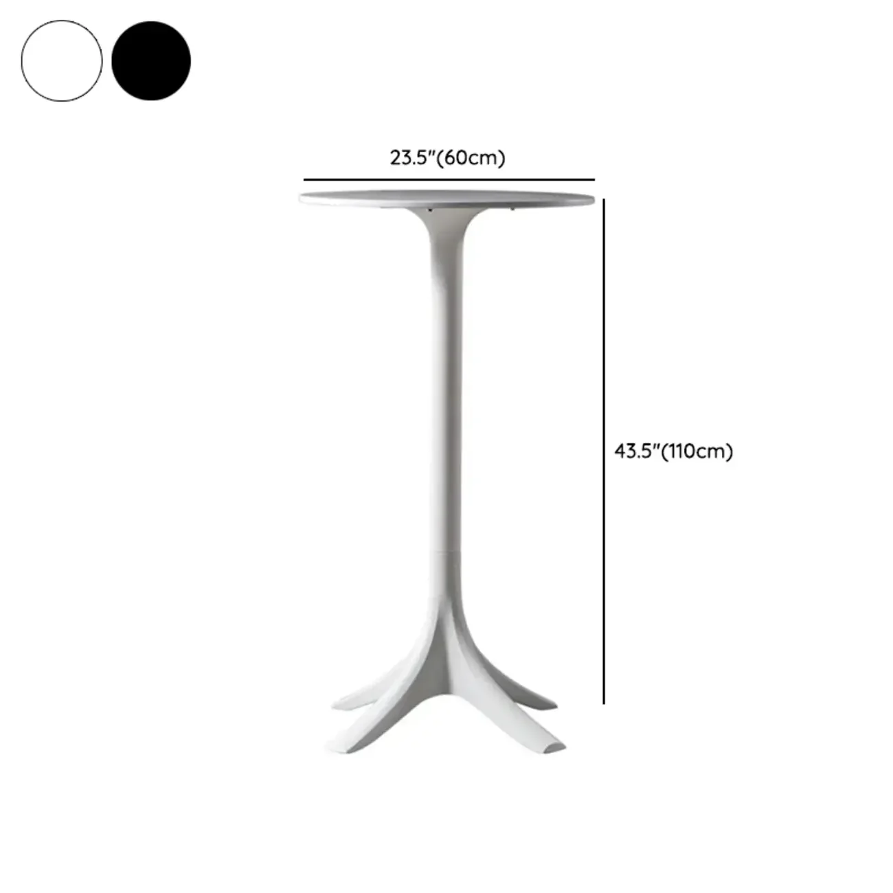 White Round Acrylic Tall Bistro Table Pedestal Base