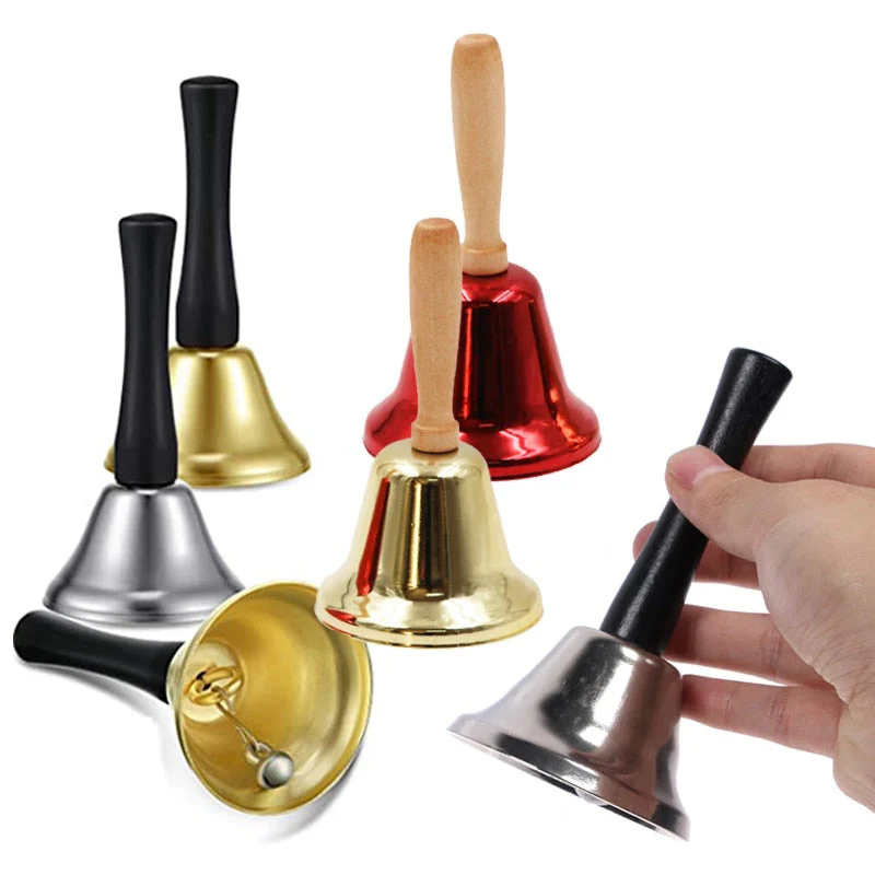 HULIANFU 2026  Christmas Hand Bell Santa Claus Jingle Bells  Gold Silver  School Handbell Restaurant Call Bell Service Supplies Xmas Decoration - Deanwangkt