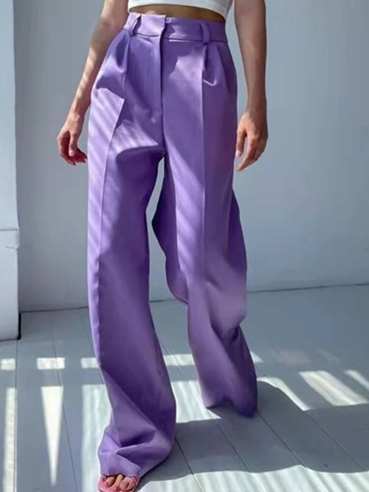 Women's Pants Female Clothing Streetwear Women High Waist Drape Premium Loose Wide Leg Pants Fashionable Temperament Wild - Deanwangkt