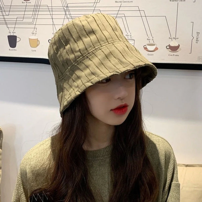 Hulianfu Bucket Hats Women Solid Simple Basic All-match Casual New Design Korean Fashion Sun Protection Streatwear Harajuku College Cozy - Deanwangkt