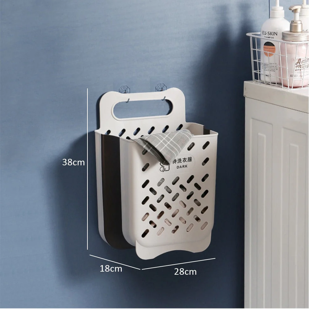 HULIANFU Large Portable Bathroom Folding Dirty Clothes Storage Basket Household Wall Hanging Punch-Free Laundry Basket Put Clothes Bucket - Deanwangkt