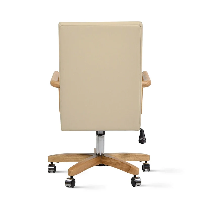 Dumont Modern Farmhouse Top Grain Leather Swivel Office Desk Chair