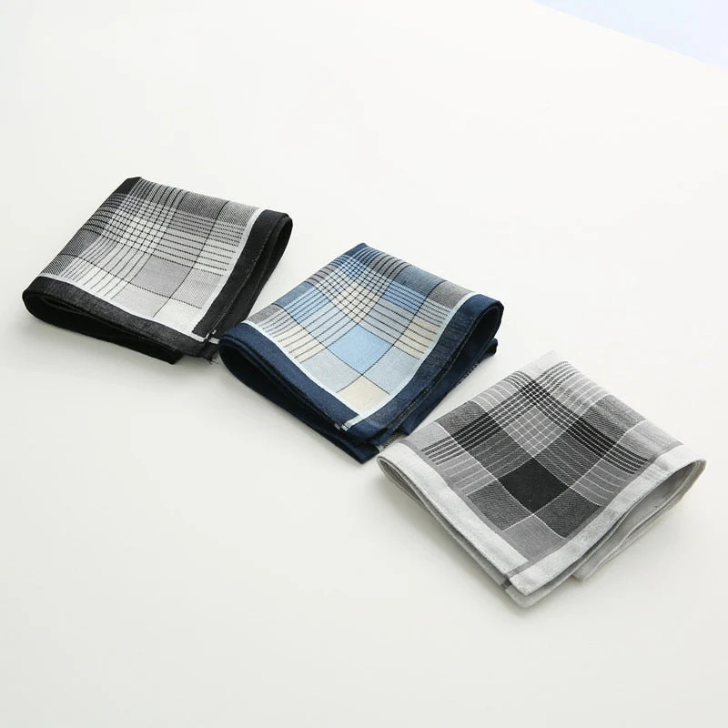 HULIANFU Men  Fashion Business Pure Cotton Jacquard Plaid Handkerchief Out Camping Picnic Eating Clean Portable Pocket Towel Harajuku - Deanwangkt