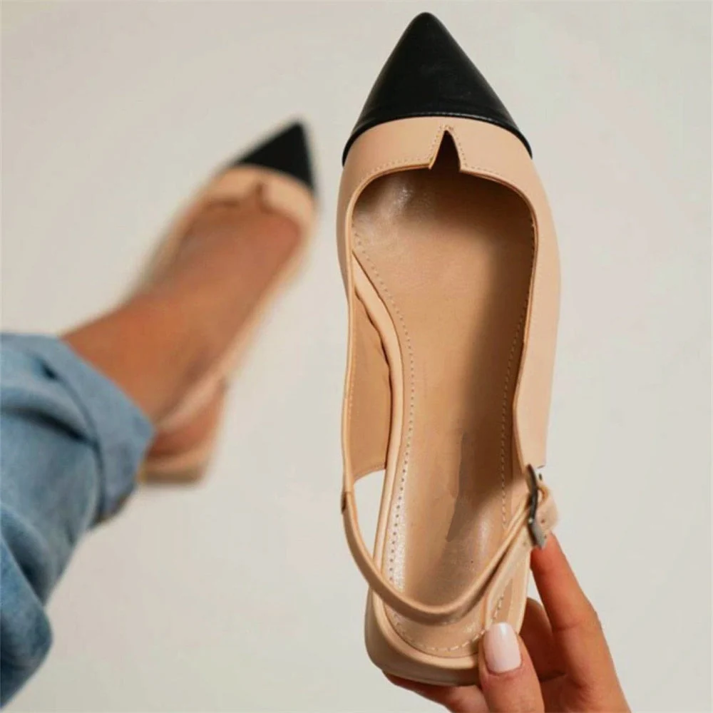 hulianfu Sandals Women Summer  Casual College Mixed Color Buckle Empty Fashion Pointy Simplicity Elegant Woman Shoes With Low Heels - Deanwangkt