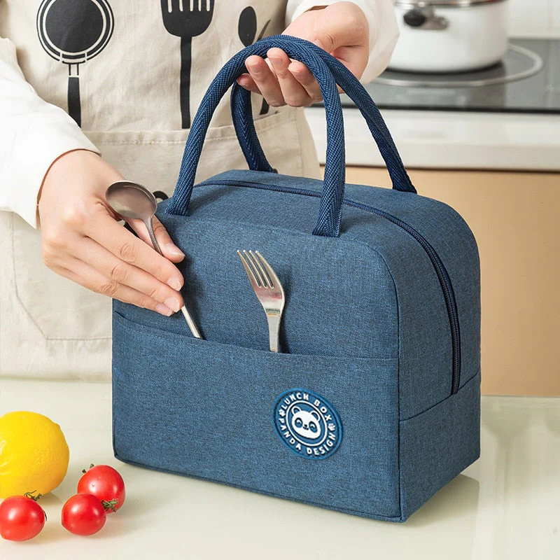 HULIANFU Portable Lunch Bag Lunch Box Thermal Insulated Canvas Tote Pouch Kids School Bento Portable Dinner Container Picnic Food Storage - Deanwangkt