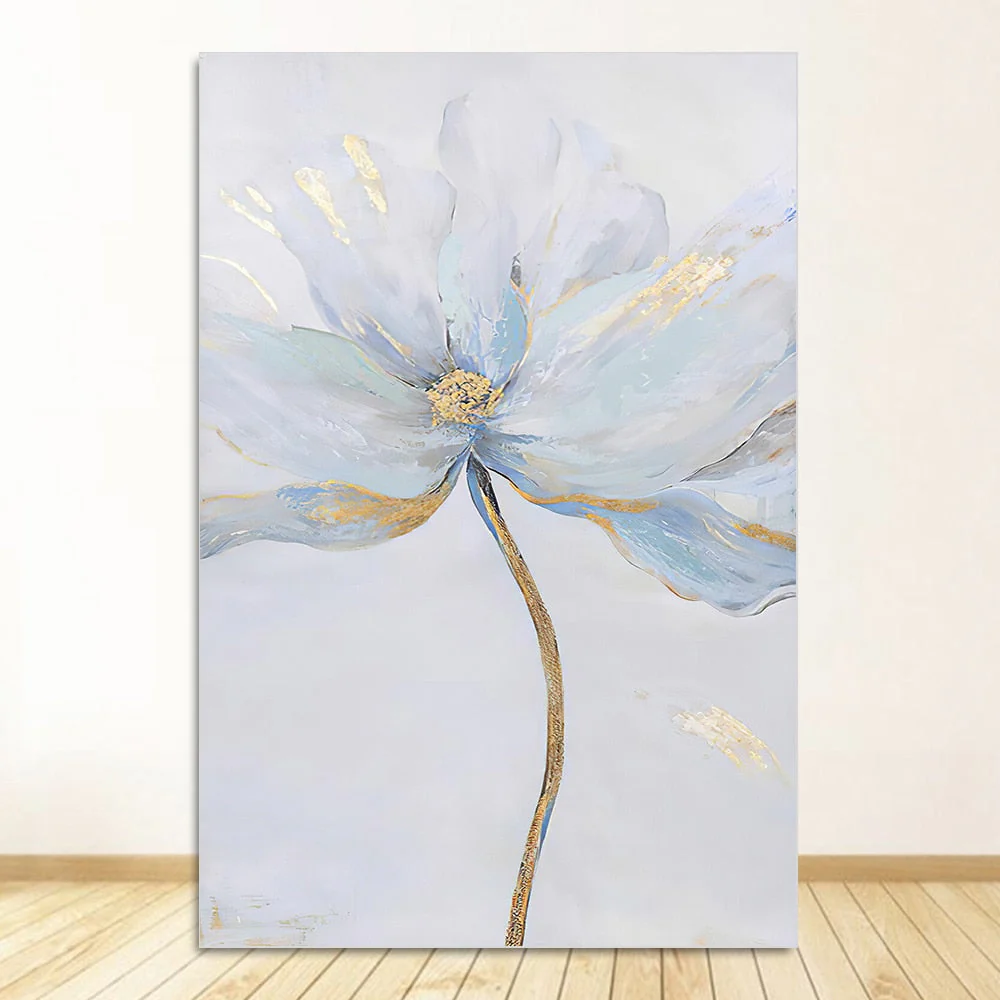 HULIANFU Scandinavian Flower Canvas Art Abstract Painting Print Feather Decoration Picture for Living Room Nordic Home Decor Wall Poster - Deanwangkt