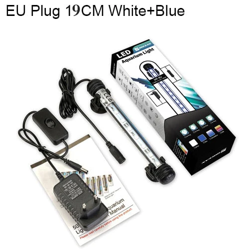 HULIANFU Waterproof LED Aquarium Lights Fish Tank Light Bar Blue/White 19/29/39/49CM Submersible Underwater Clip Lamp Aquatic Decor EU - Deanwangkt