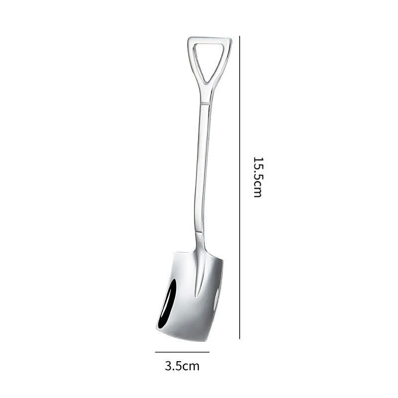 HULIANFU Shovel Spoon Stainless Steel Teaspoon For Coffee Spoon Fruit Ice Cream Dessert Scoop Kitchen Accessories Wedding Christmas Gift - Deanwangkt