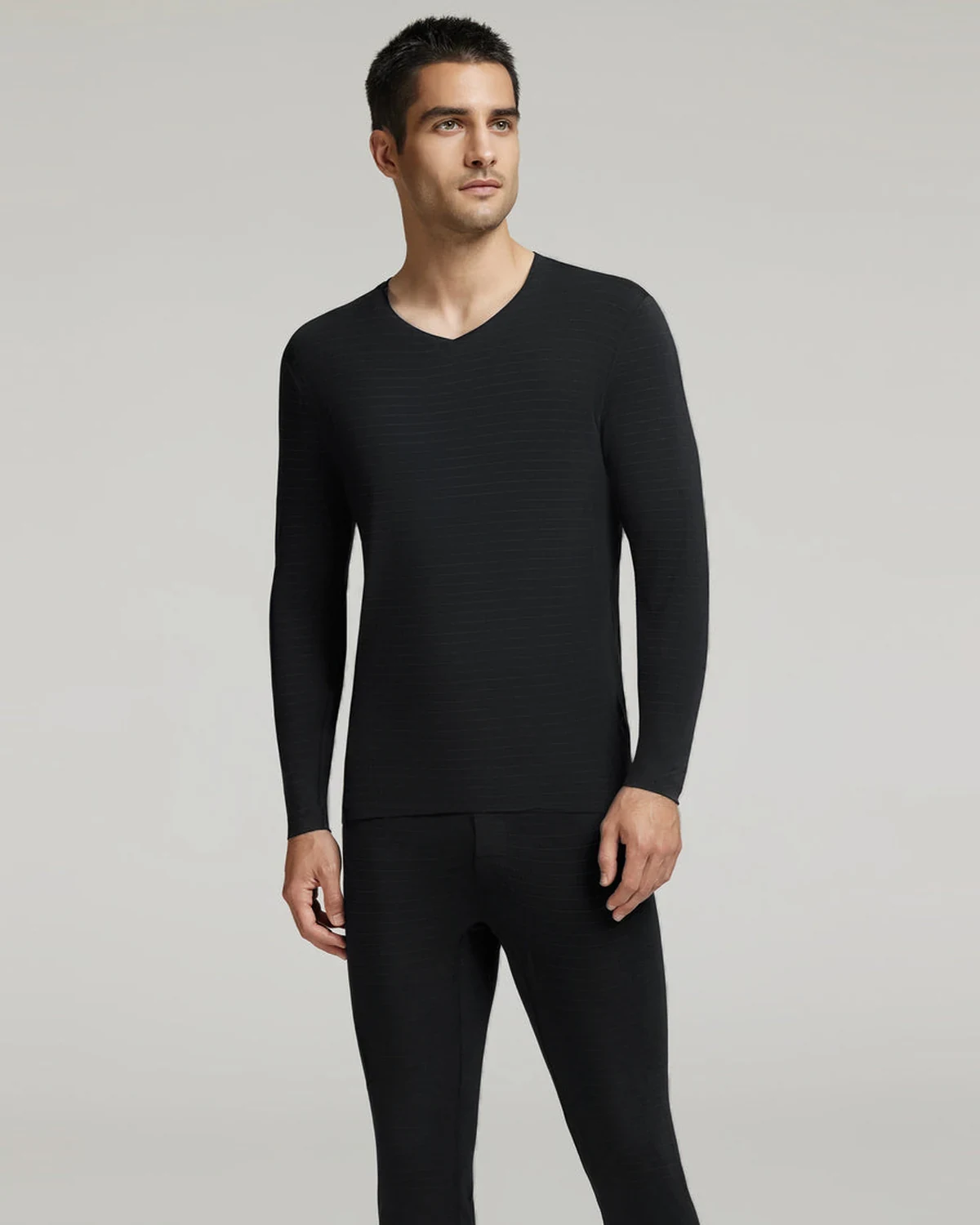 80S Modal Jacquard High-Stretch Slim-Fit Men's Thermal Underwear Set for Autumn, Bare-Skin Seamless Free-Cut Warm Innerwear Set