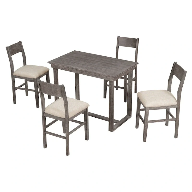 Merax Farmhouse Counter Height 5-Piece Dining Table Set