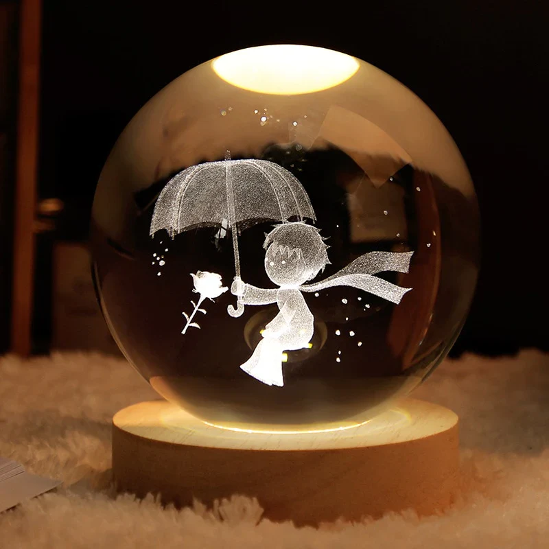 HULIANFU New 80mm K9 Crystal Solar System Planet Globe 3D Laser Engraved Sun System Ball with Touch Switch LED Light Base Astronomy Gifts - Deanwangkt