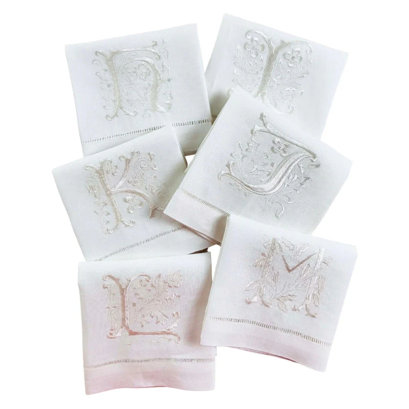 HULIANFU Letters Embroidery  Table Napkin  White Wedding Party Holiday  Decorative  Towel  Rectangular  Hand Towels - Deanwangkt
