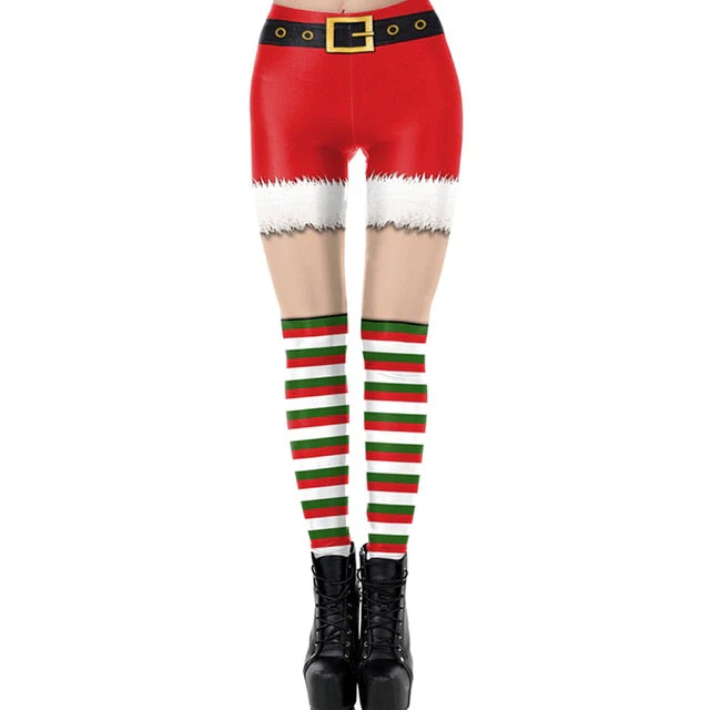 Women Leggings Fashion 3D Digital Printing Christmas Leggings Funny Sexy Printed Elastic Christmas Skinny Leggings Gothic - Deanwangkt