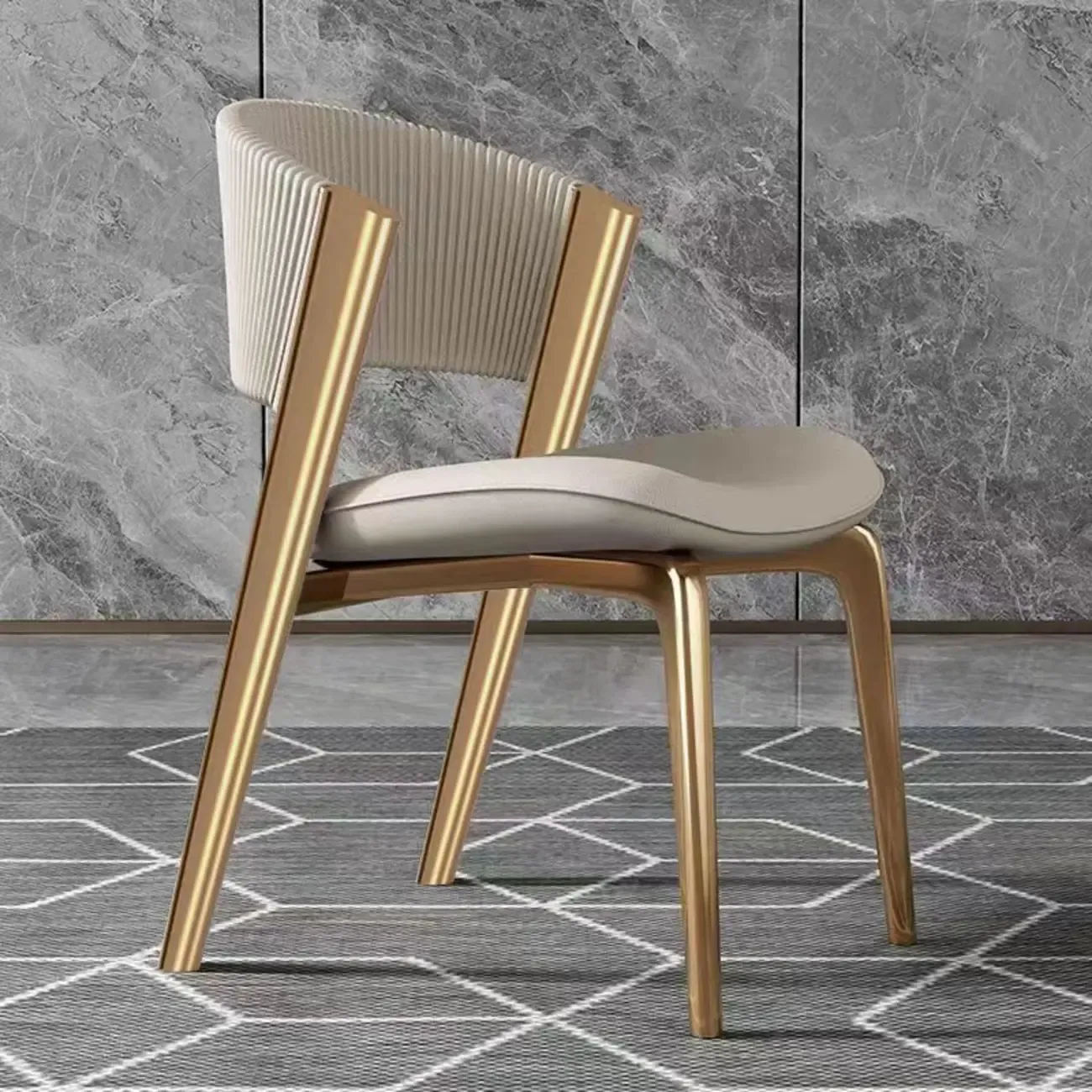 Glam Modern Low Back Faux Leather Dining Chair
