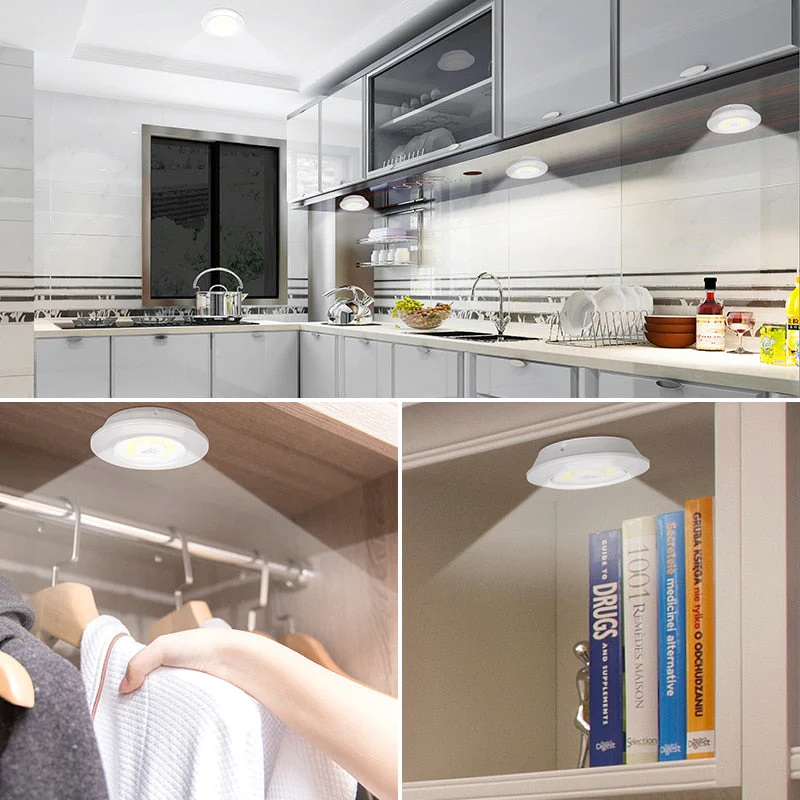 HULIANFU LED Light COB Under Cabinet Light Night Light Wireless Remote Control Dimmable Wardrobe Lamp 3W Super Bright Closet Lighting - Deanwangkt