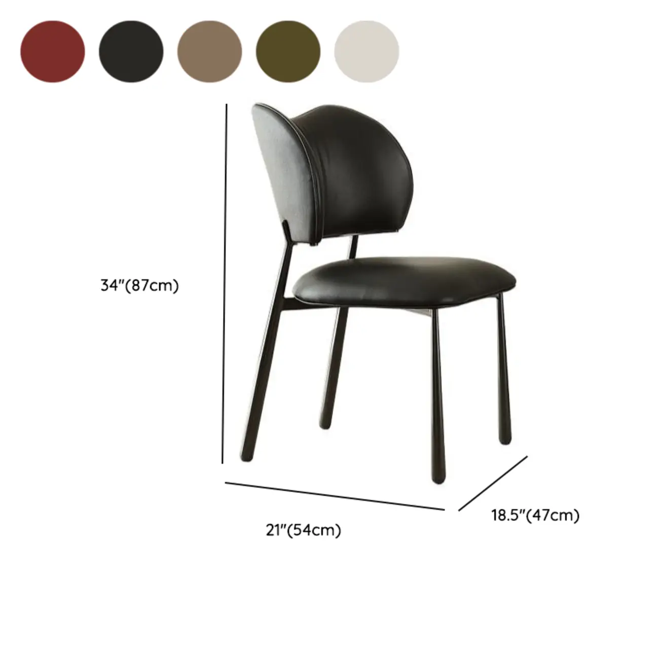 Retro Armless Faux Leather Upholstered Dining Chair