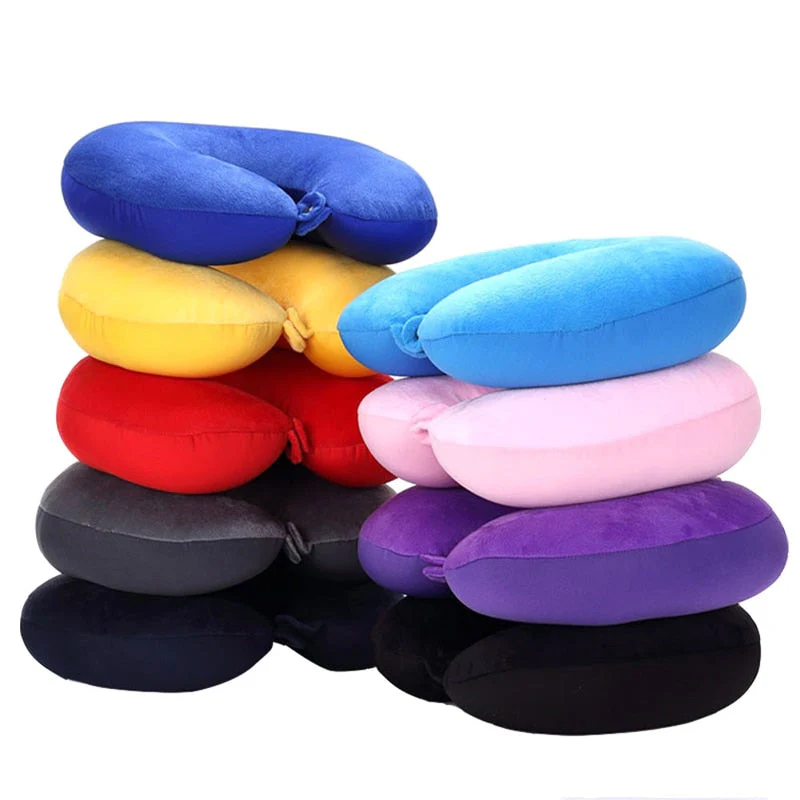HULIANFU U-shaped Travel Pillow Plush Pillowcase for Outdoor Travel Aircraft Soft Pillow Cushion To Protect Neck and Cervical Spine - Deanwangkt