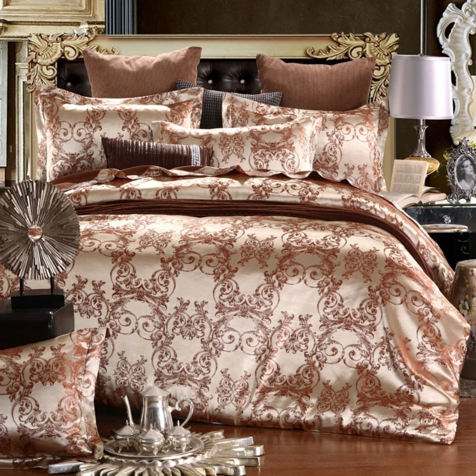 HULIANFU Luxury Jacquard Bedding Set King Size Duvet Cover Quilt Set Queen Comforter Bed Gold Quilt Cover High Quality For Adults - Deanwangkt