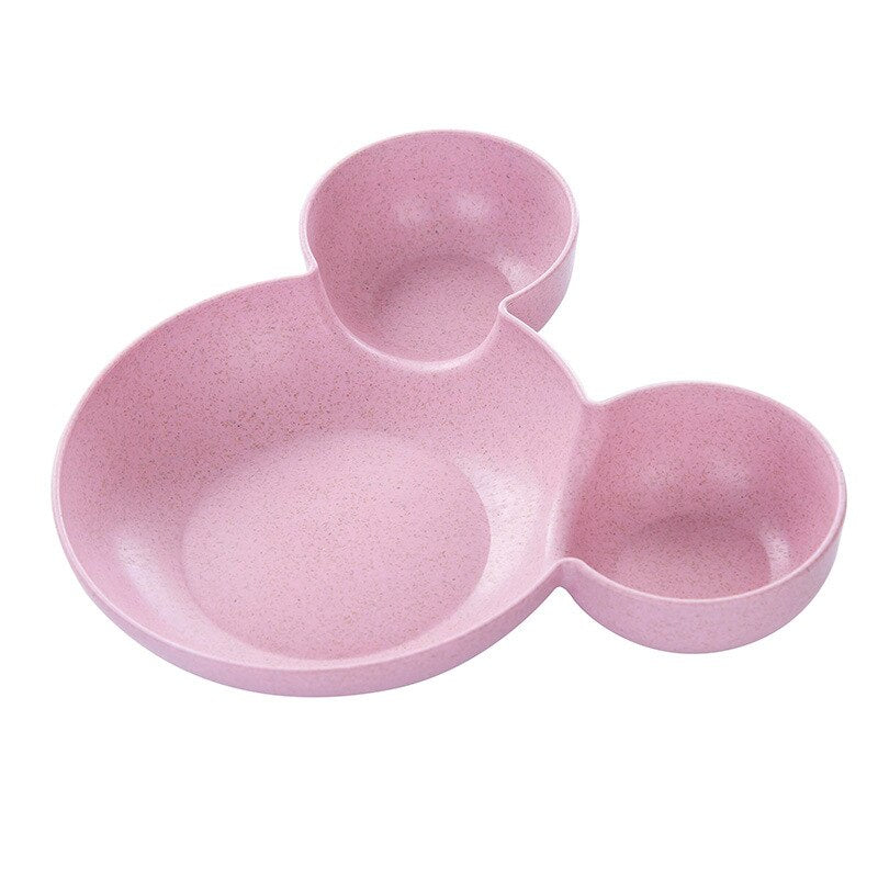 HULIANFU Kid Cartoon Mouse Mickey Bowl Dishes Lunch Box Kid Baby Children Infant Baby Rice Feeding Bowl Plastic Snack Plate Tableware - Deanwangkt