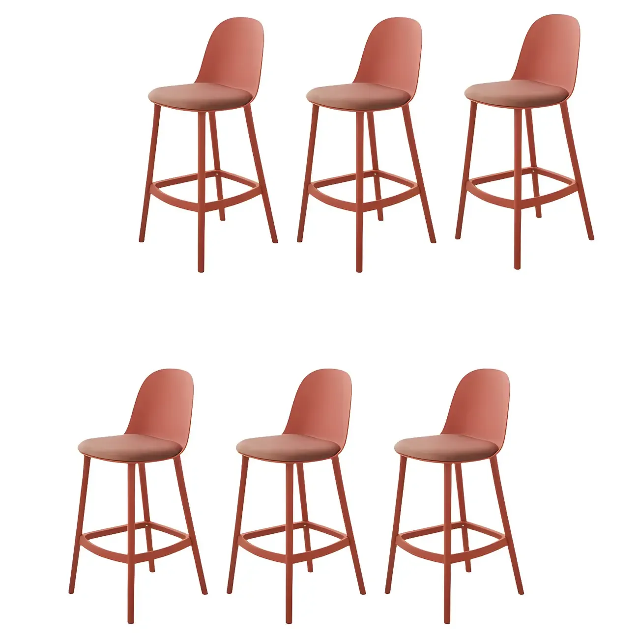 Modern Plastic Upholstered Bar Stool with Footrest