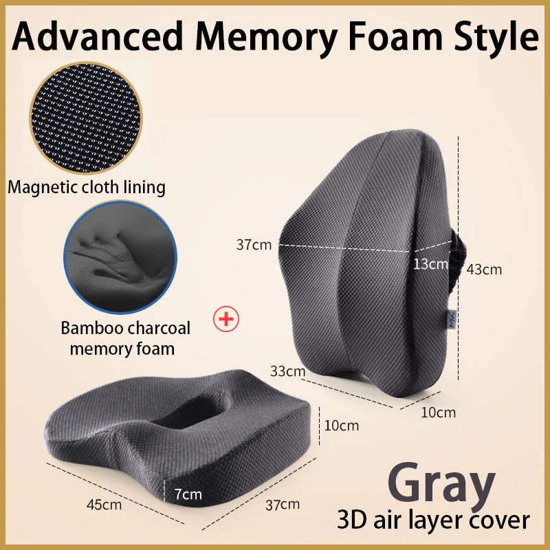 HULIANFU Memory Foam Seat Cushion Orthopedic Pillow Office Chair Cushion Lumbar Cushions Car Seat Butt Hemorrhoid Coccyx Vertebra Sets - Deanwangkt