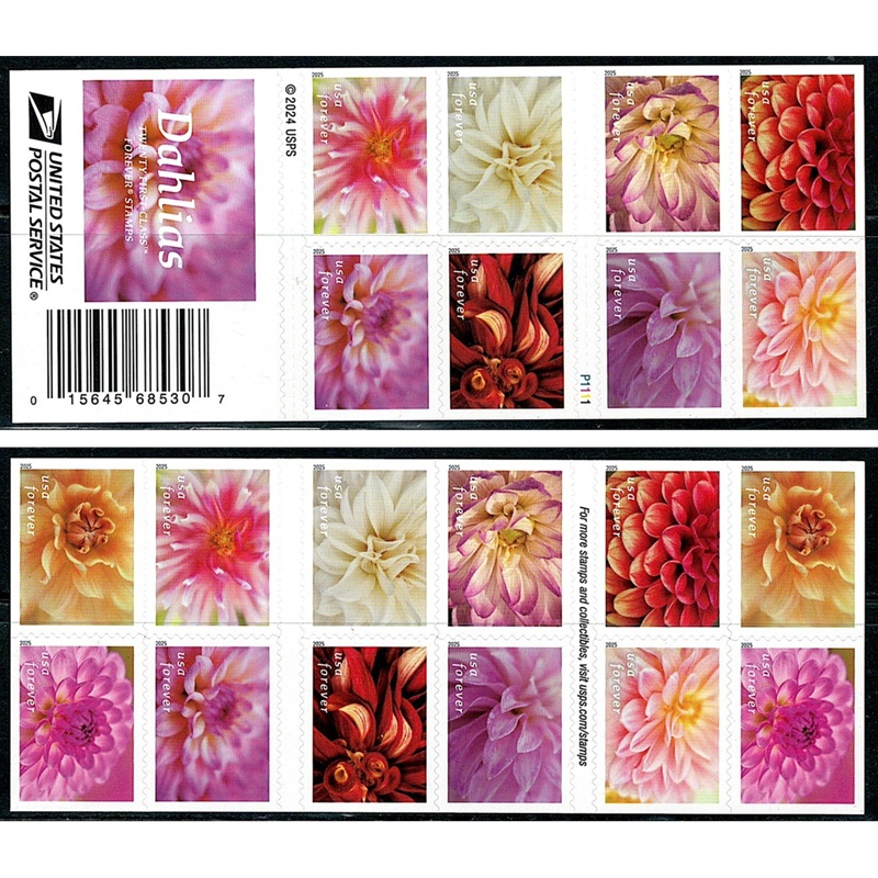 Dahlias 2025, (Book of 20) - TWENTYSTAMPS