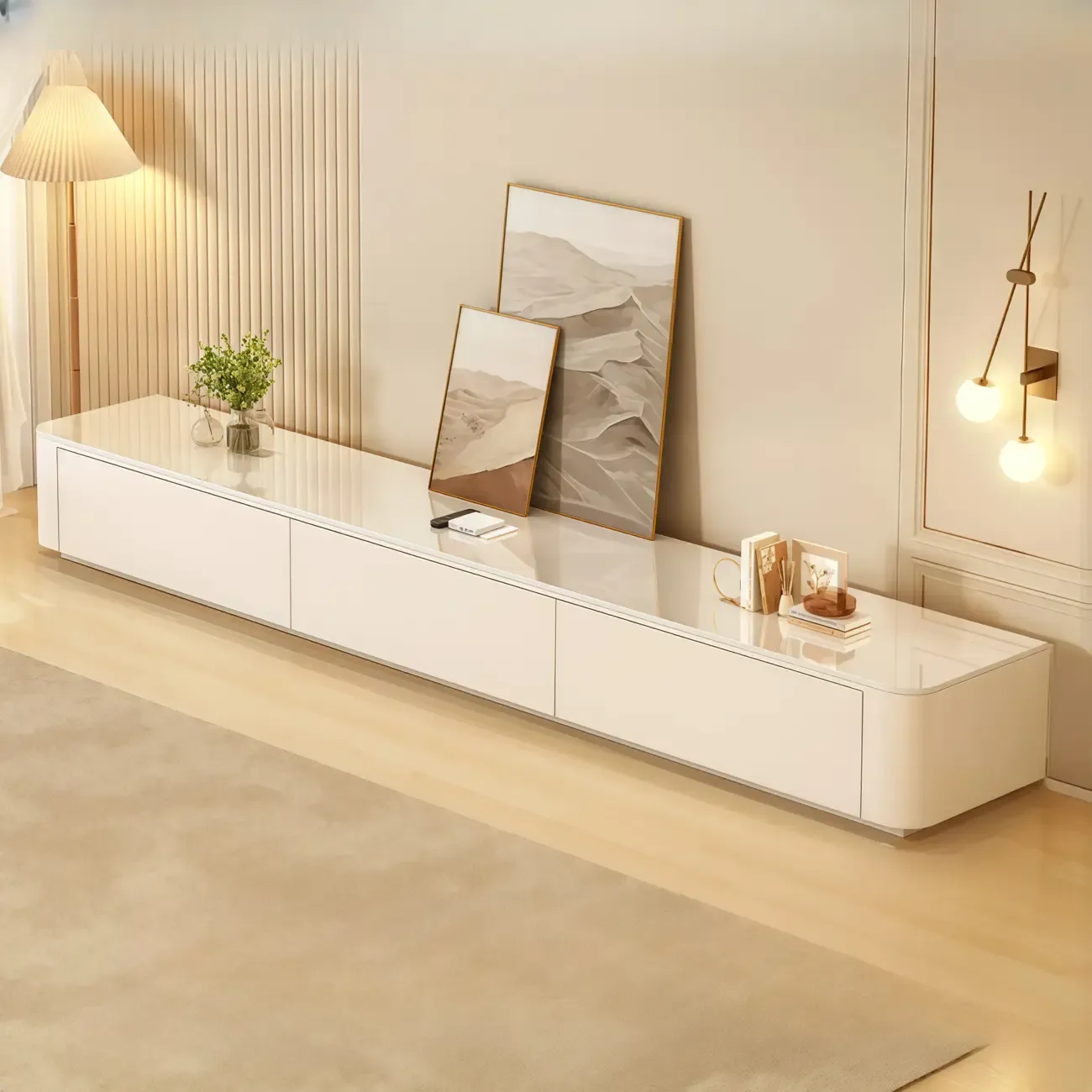 63 Sintered Stone Top Long TV Stand with Cable Management