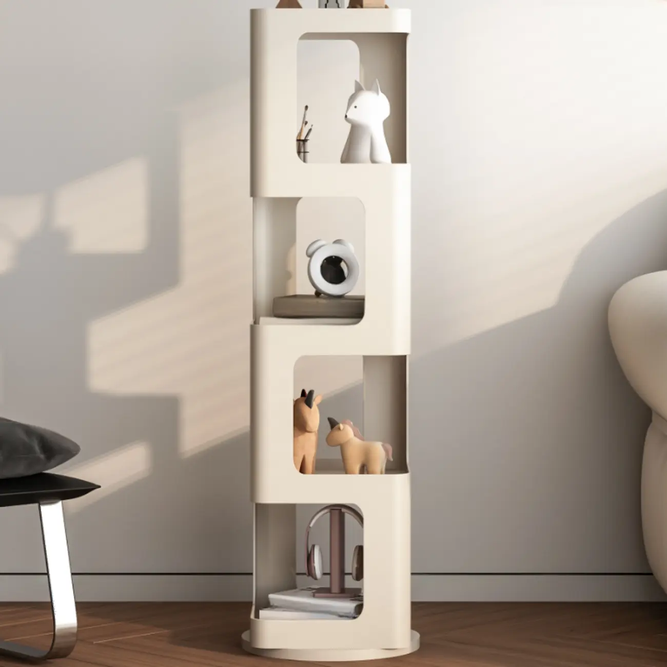 Chic Rotatable 4-Tier Vertical Metal Open Back Bookcase