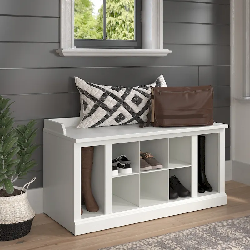 Woodland 40W Shoe Storage Bench with Shelves by