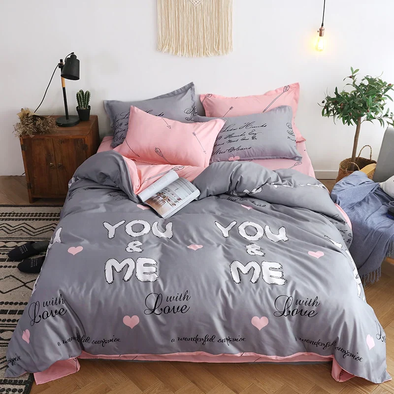 HULIANFU Nordic Duvet Cover Set Leaf Striped Star Bedding Set Single Double Queen King Size240x220 Simple Polyester Quilt Cover Bed Sheet - Deanwangkt