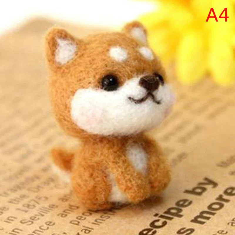 HULIANFU Non-Finished Felt Kit Cute Animal Collection Panda Squirrel Cat Penguin Doll Wool Felt Poked Kitting DIY Felting Materials - Deanwangkt