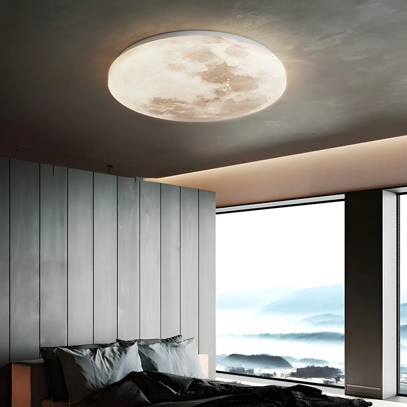 Modern Moon Design Dimmable LED Flush Mount Ceiling Light