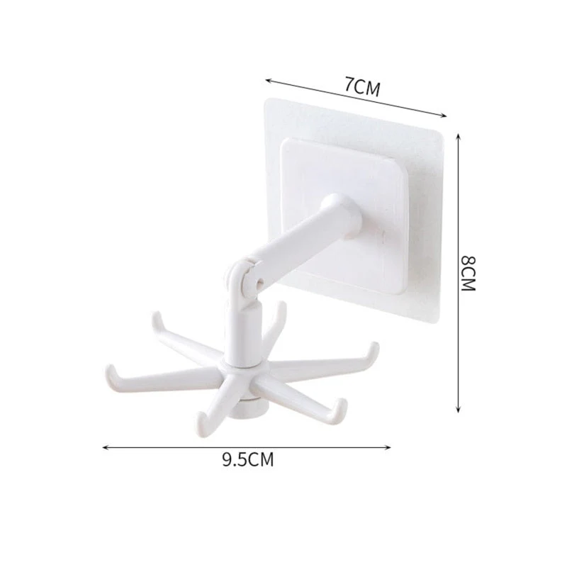 HULIANFU Universal Hooks 360-degree Rotatable Six-claw Storage Hooks Bathroom Bath Towel Rack Kitchen Organizer Punch-free Storage Hooks - Deanwangkt