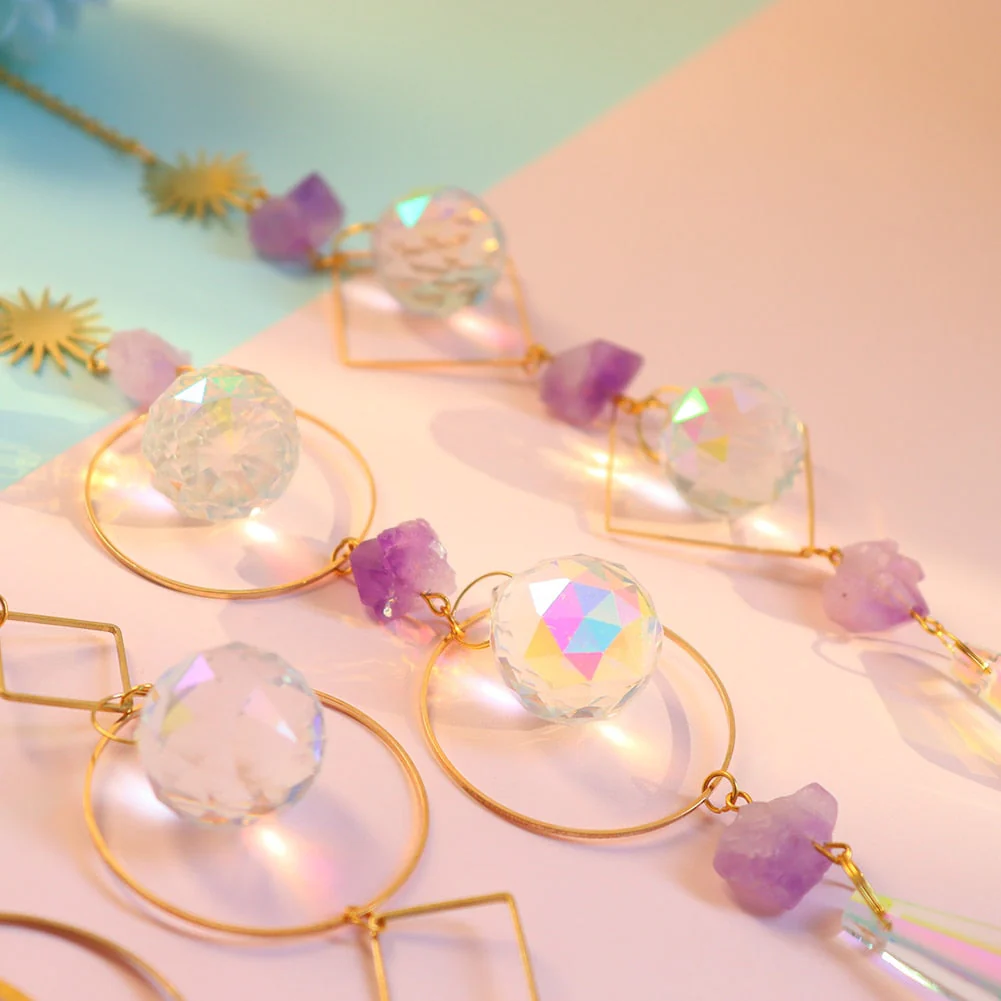 HULIANFU Prism Suncatcher,Hanging Window Crystals,Rainbow Light Catcher,Crystal Sun 50mm Catcher,Summer Gift,Octagon Beads - Deanwangkt