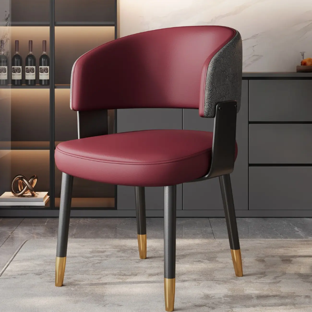 Modern Glam Leather Upholstered Dining Chair