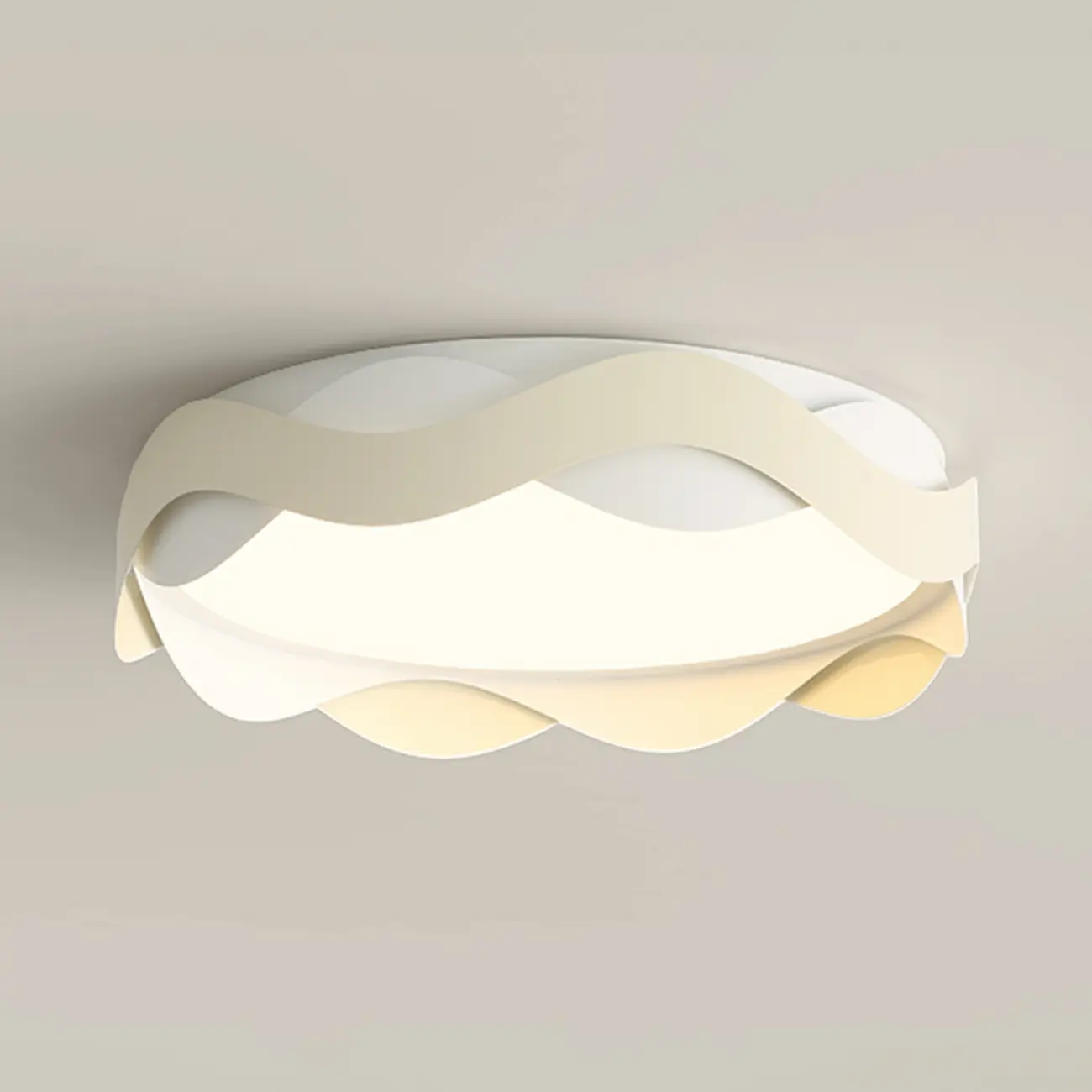 4.5 White Wave Modern Flush Mount Ceiling Light for Bedroom