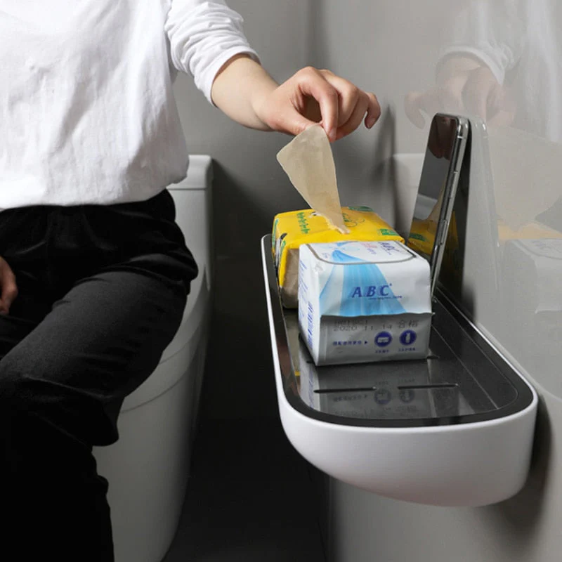 HULIANFU Wall-mounted Bathroom Shelf Toilet Storage Rack For Kitchen Storage Bath Organizer Household Bathroom Accessories Without Drill - Deanwangkt