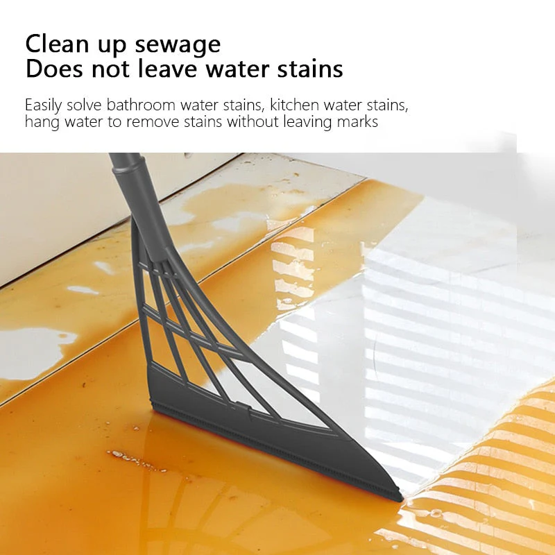 HULIANFU Magic Broom Rubber Hand Push Sweeper Floor Wiper Squeegee for Floor Cleaning Floor Squeegee Sweeping Brush Pet Hair Broom - Deanwangkt