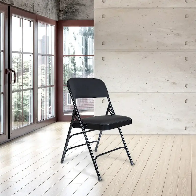 Hampden Furnishings Bernadine Collection Fabric Triple Brace Folding Chair, Pack of 4