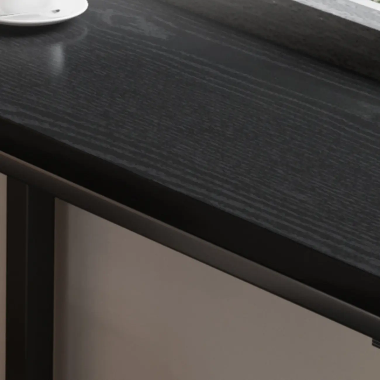 Modern Black Pine Wood Metal Bar Tables with Footrest