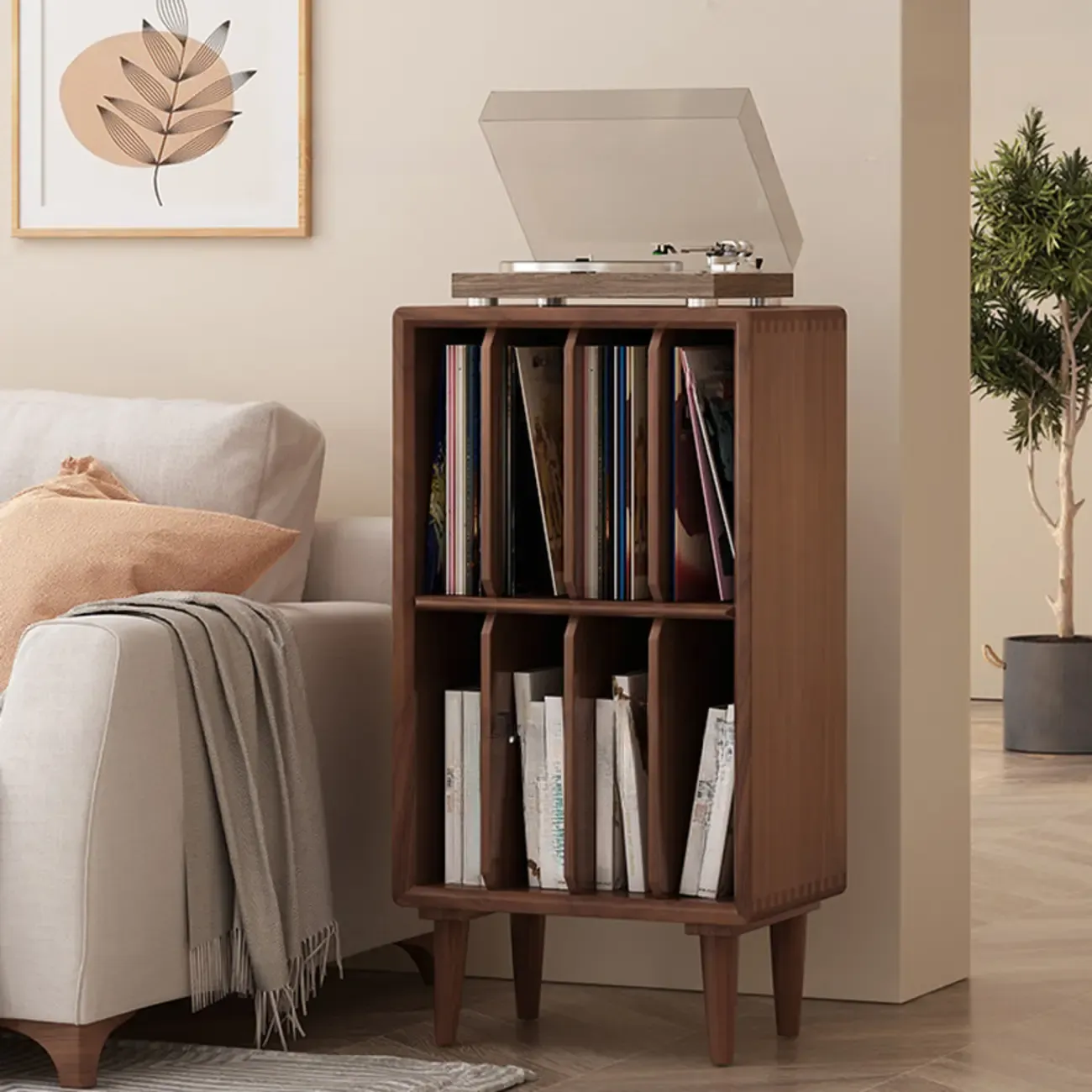 Vertical White Wood Multi-shelves Display Bookcase