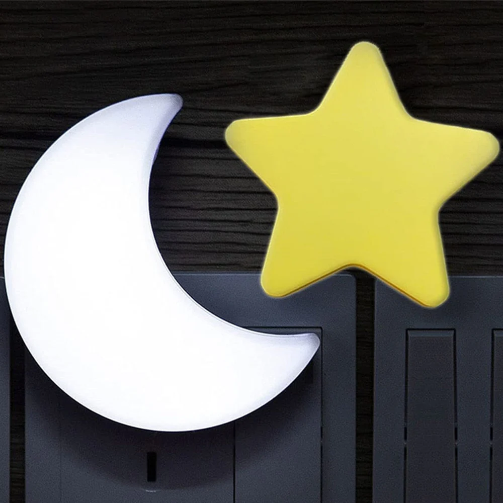 HULIANFU Sensor Control Mini Star Moon LED Light EU/US Plug Night Lamp for Bedside Lamp Baby Bedroom Children  Room Sleeping Decoration - Deanwangkt